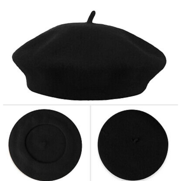 WOOL BLACK BERET - Picture 2 of 4